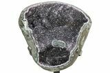 Sparkling Purple Amethyst Geode With Metal Stand #233926-1